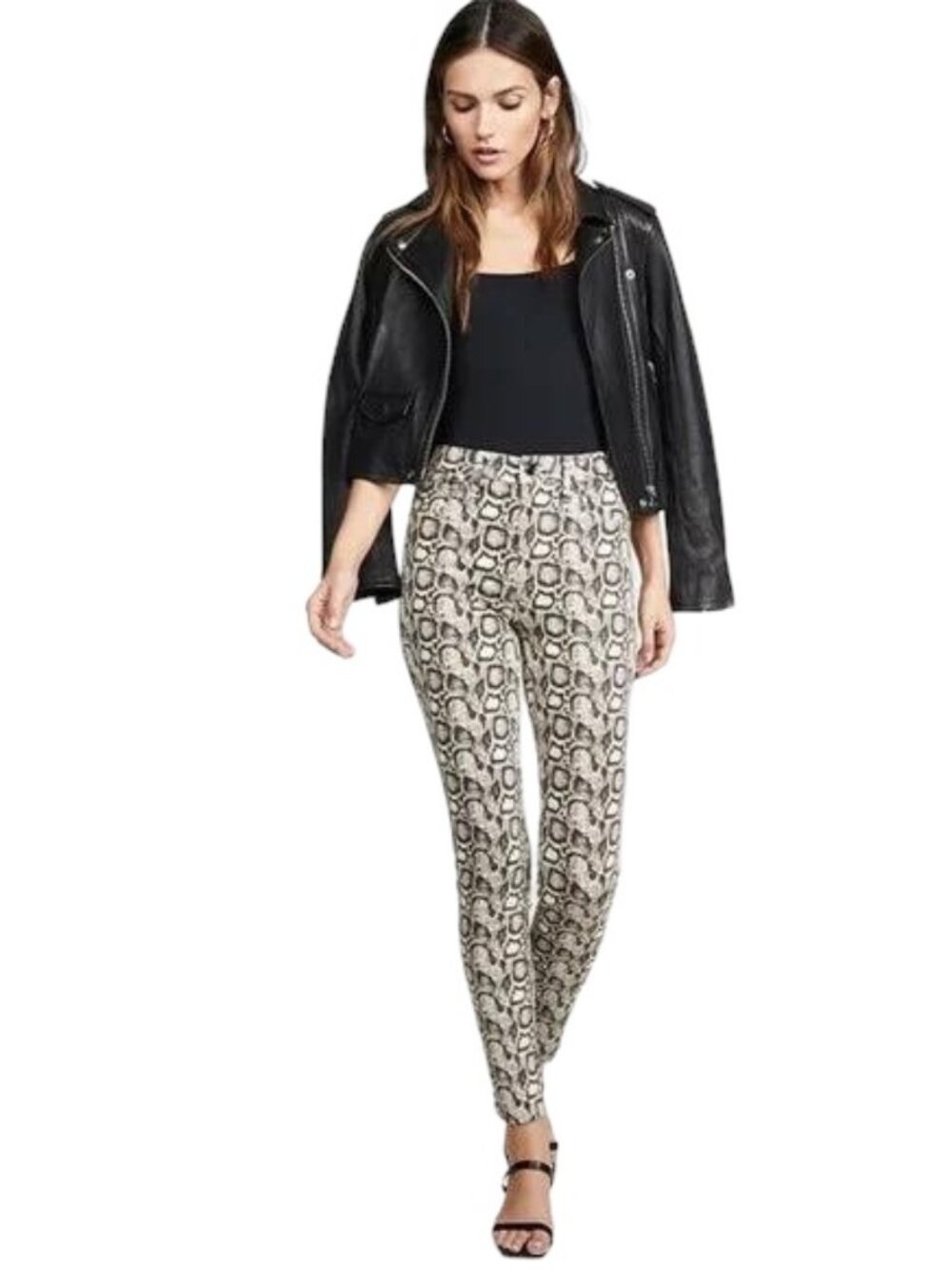 GOOD AMERICAN Good Legs Snakeskin High Waist Skinny Jeans - Size 6//28